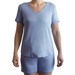DAM Pyjamasöverdel med kort ärm - ljusblå XL